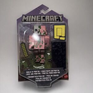 2022 Minecraft Build-a-Portal Action Figure Zombified Piglin Gold Sword Pig NEW